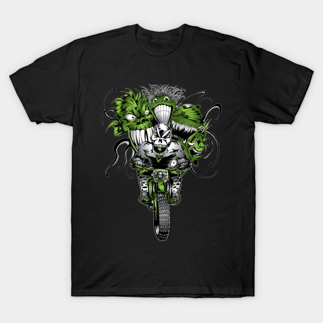 DirtBiker Green Ghoulies T-Shirt by OffRoadStyles